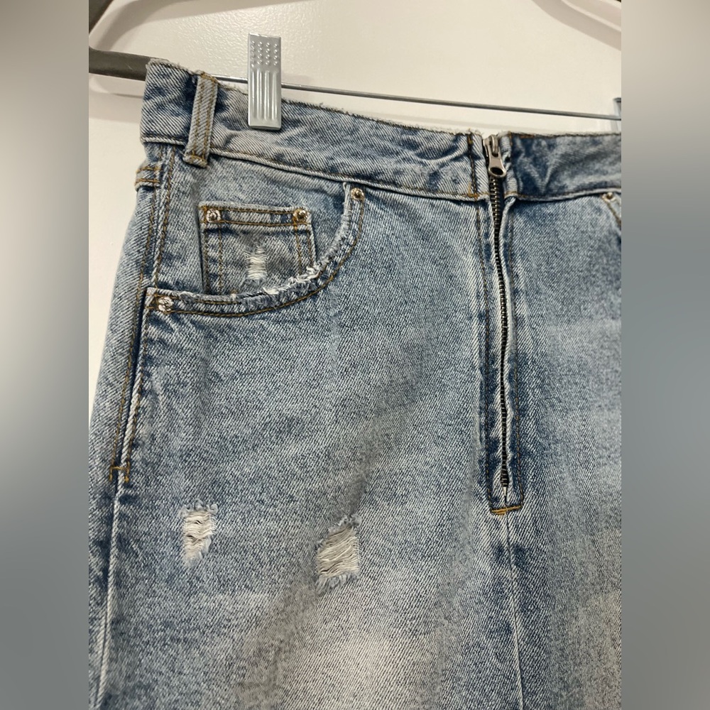 Zara Asymmetrical Distressed Denim Skirt size S - Picture 4 of 7